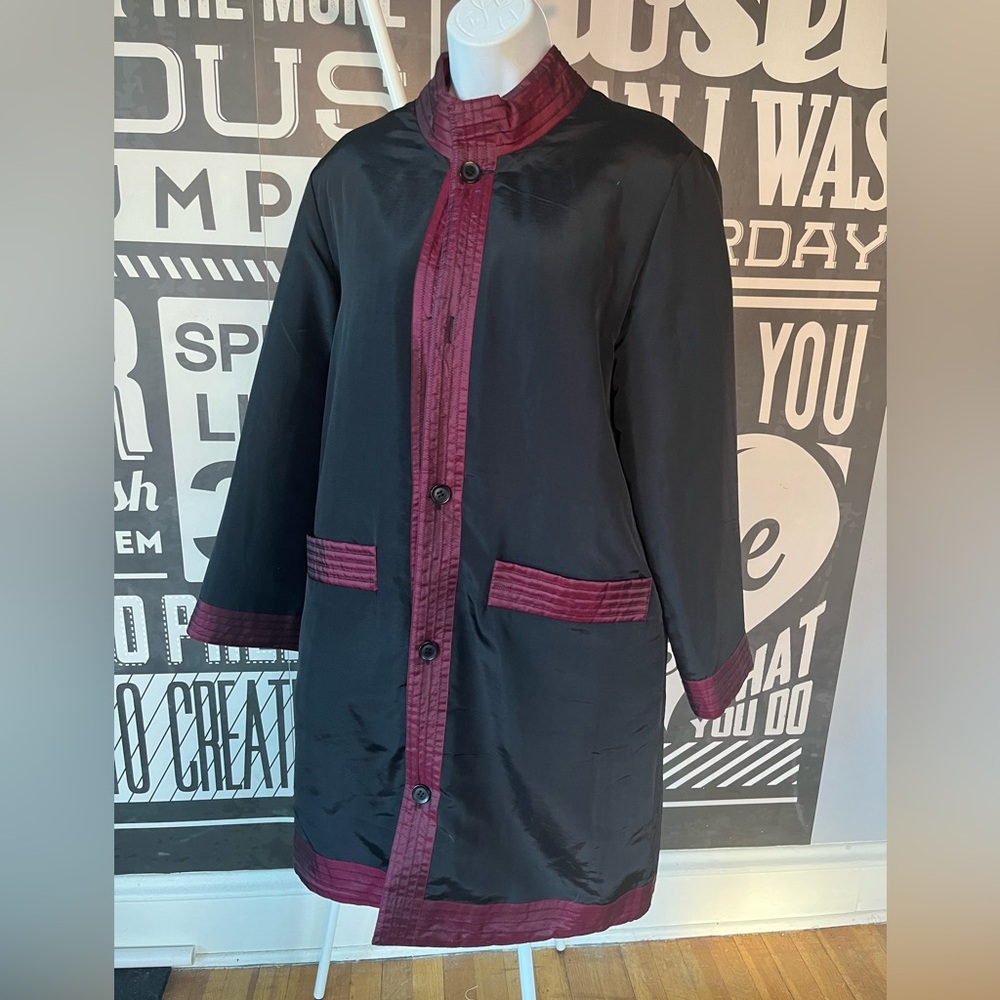 Reversible Quilted Velvet Patchwork Burgundy Ligh… - image 1